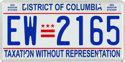 DC license plate EW2165