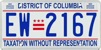 DC license plate EW2167