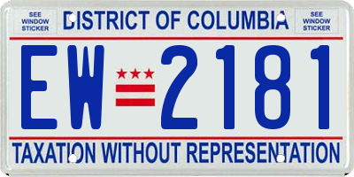 DC license plate EW2181