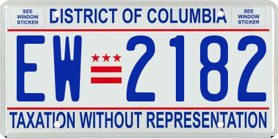 DC license plate EW2182