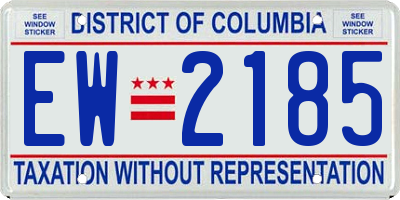 DC license plate EW2185