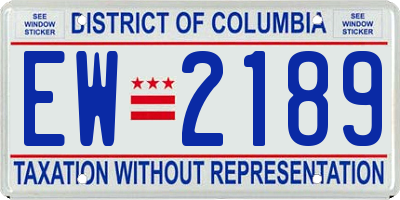 DC license plate EW2189