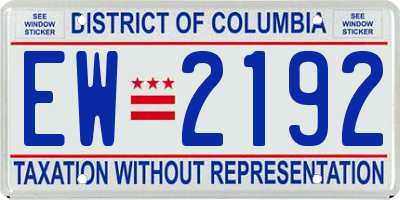 DC license plate EW2192