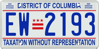 DC license plate EW2193