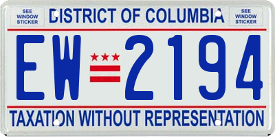 DC license plate EW2194