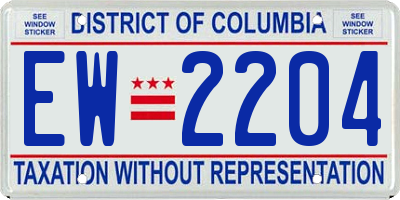 DC license plate EW2204