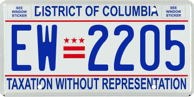 DC license plate EW2205