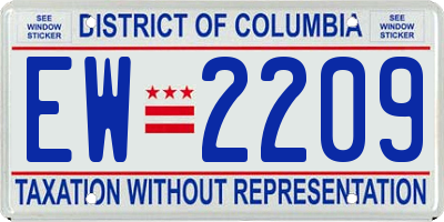 DC license plate EW2209
