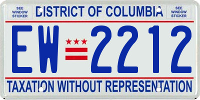 DC license plate EW2212