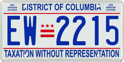 DC license plate EW2215
