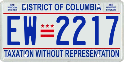 DC license plate EW2217