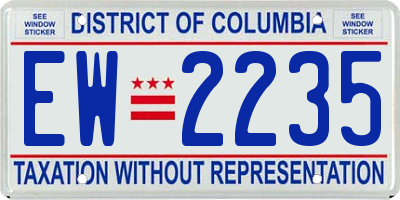 DC license plate EW2235