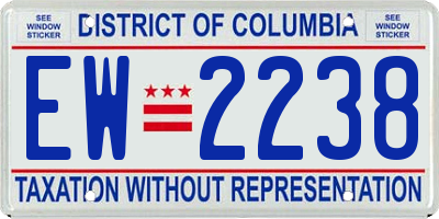DC license plate EW2238