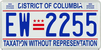 DC license plate EW2255