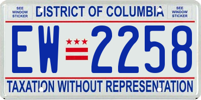 DC license plate EW2258