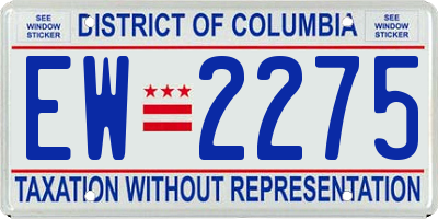 DC license plate EW2275