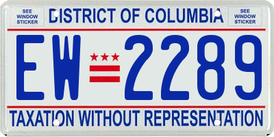 DC license plate EW2289