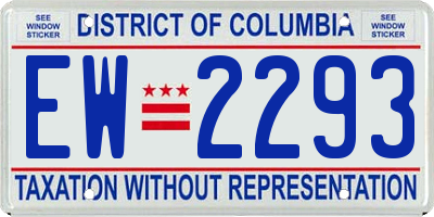 DC license plate EW2293