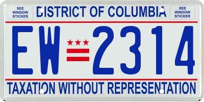 DC license plate EW2314