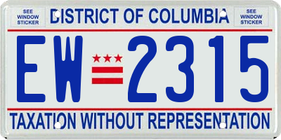 DC license plate EW2315