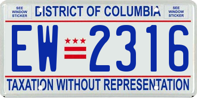 DC license plate EW2316