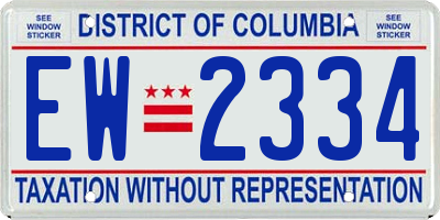 DC license plate EW2334