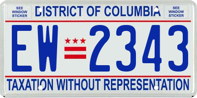 DC license plate EW2343