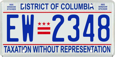 DC license plate EW2348