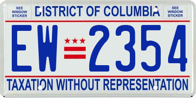 DC license plate EW2354