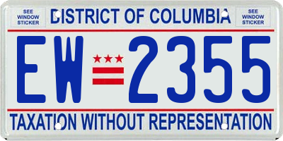 DC license plate EW2355