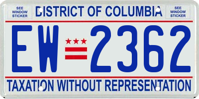 DC license plate EW2362