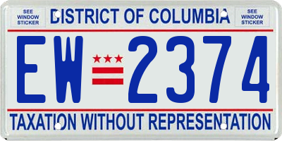 DC license plate EW2374