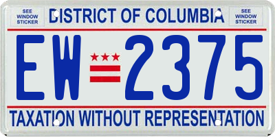 DC license plate EW2375