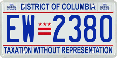 DC license plate EW2380