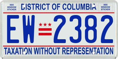 DC license plate EW2382