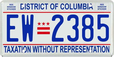 DC license plate EW2385