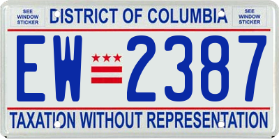 DC license plate EW2387