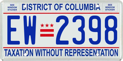 DC license plate EW2398