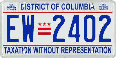 DC license plate EW2402