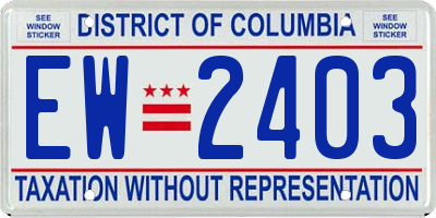 DC license plate EW2403