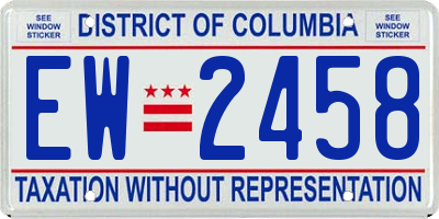 DC license plate EW2458