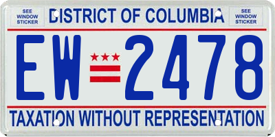 DC license plate EW2478