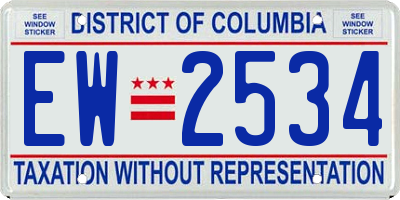 DC license plate EW2534