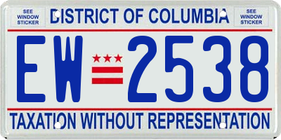 DC license plate EW2538