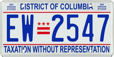DC license plate EW2547