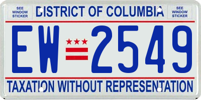 DC license plate EW2549
