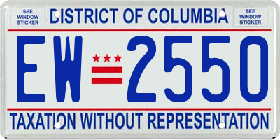 DC license plate EW2550