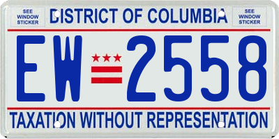 DC license plate EW2558