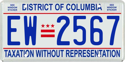 DC license plate EW2567