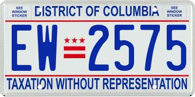 DC license plate EW2575